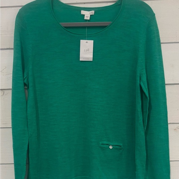 J. Jill NWT Surf Green Long Sleeve Tee. Linen cotton blend. Size small - Picture 2 of 13